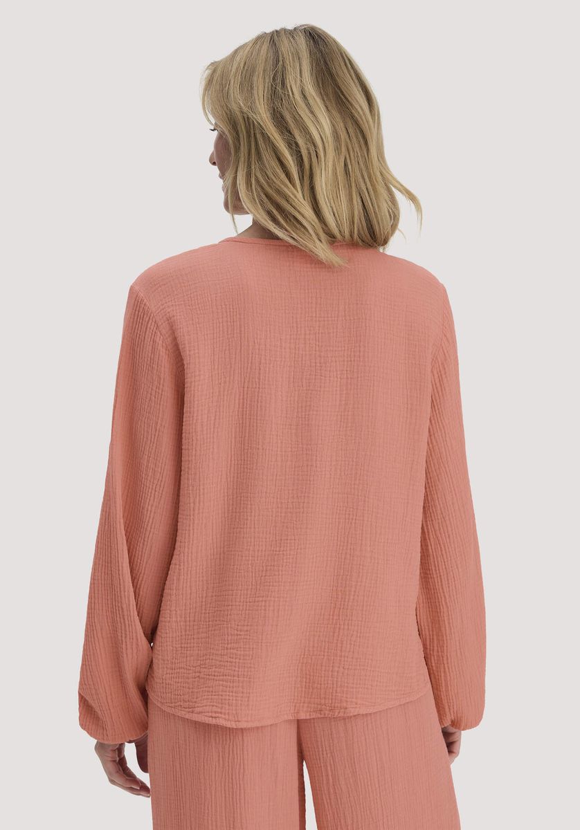hessnatur Damen Musselin Bluse Relaxed aus Bio-Baumwolle - orange - Größe 34