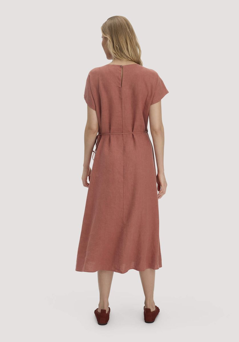 Leinen-Midikleid mit Wickeldetail