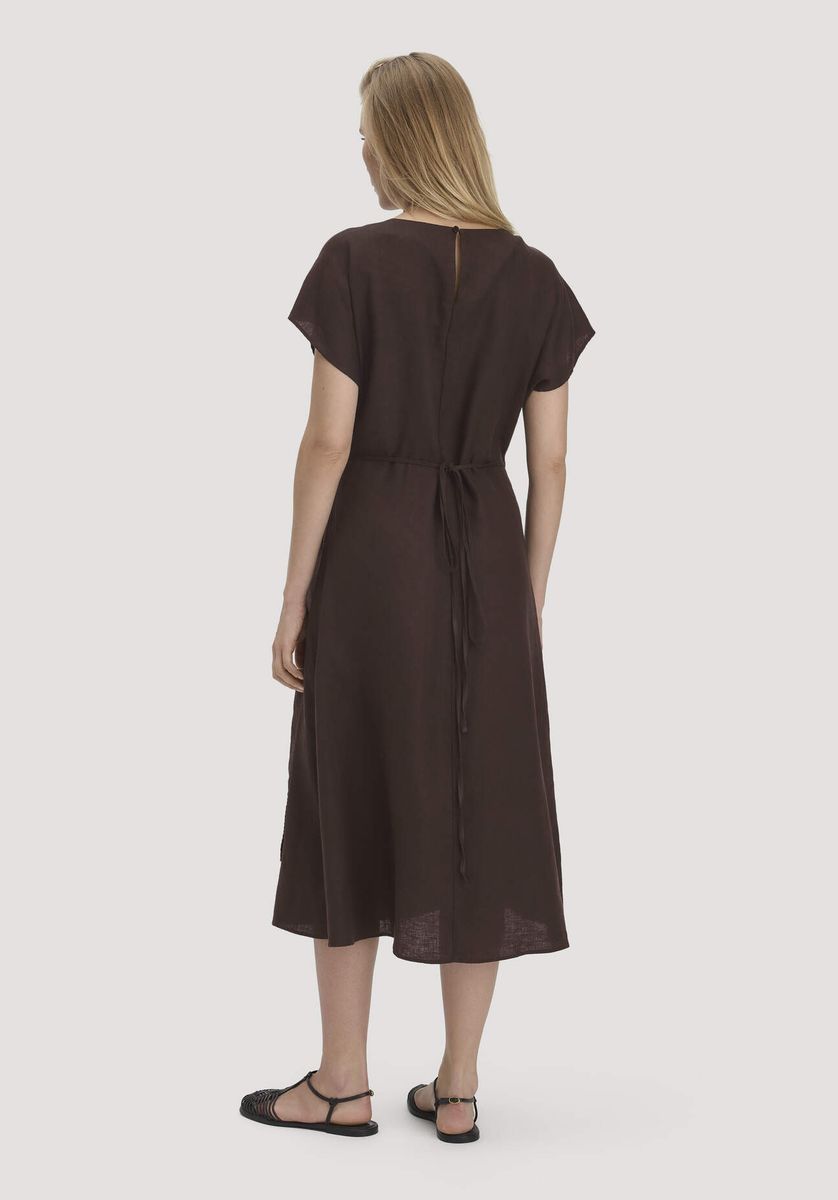 Leinen-Midikleid mit Wickeldetail