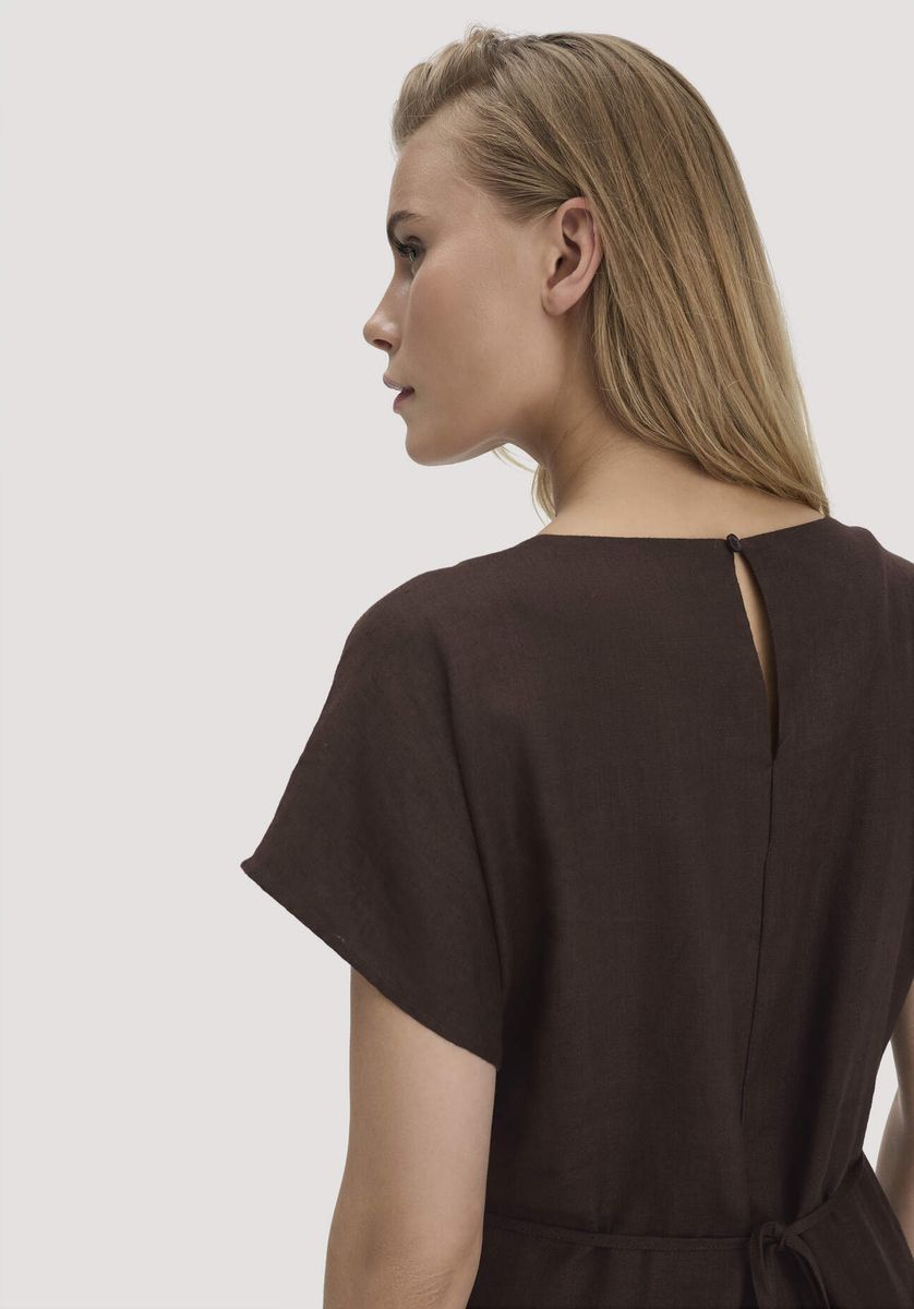 Leinen-Midikleid mit Wickeldetail