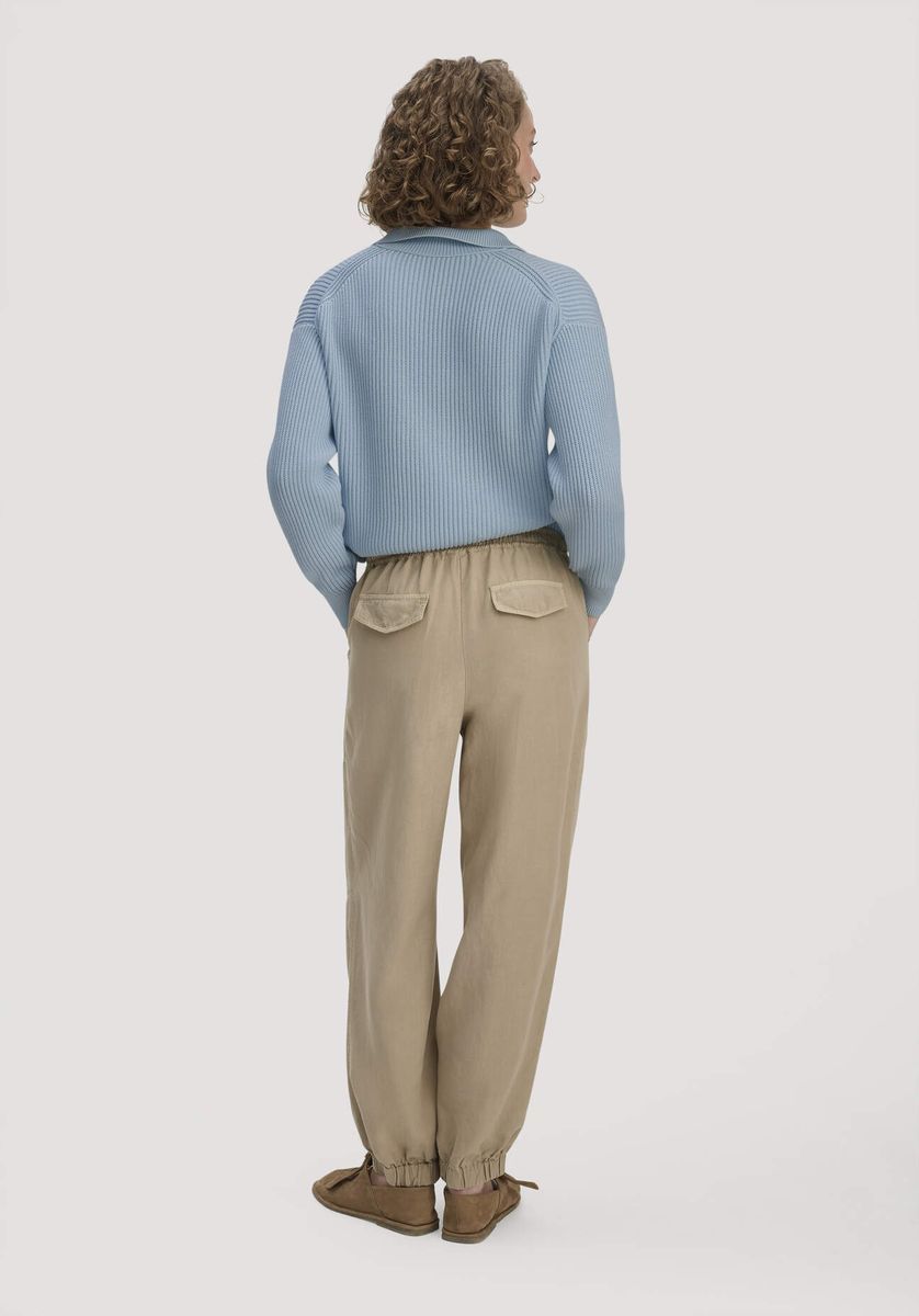 hessnatur Damen Soft Utility Hose aus TENCEL™ Lyocell mit Leinen - beige - Größe 34