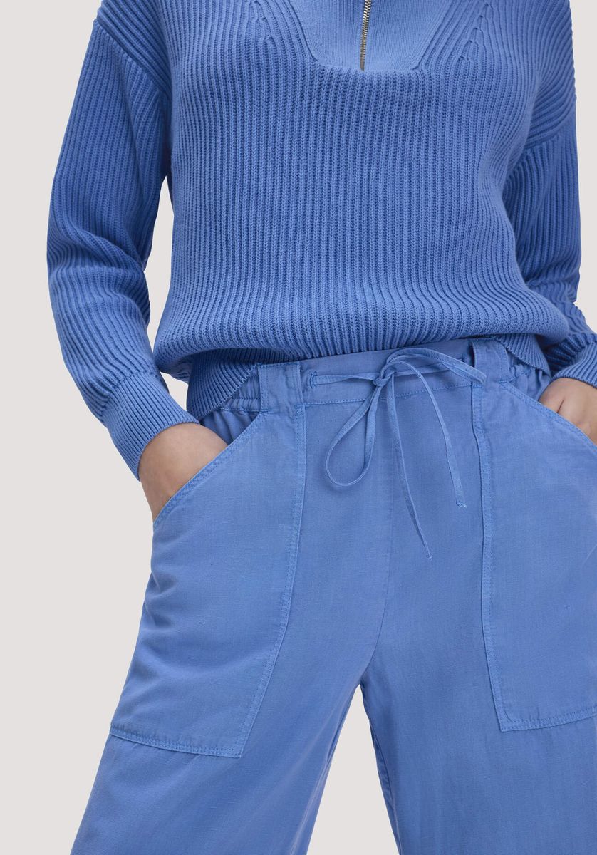 hessnatur Damen Soft Utility Hose aus TENCEL™ Lyocell mit Leinen - blau - Größe 34