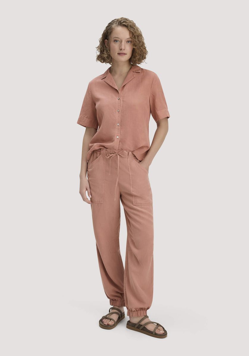 hessnatur Damen Soft Utility Hose aus TENCEL™ Lyocell mit Leinen - rosa - Größe 34