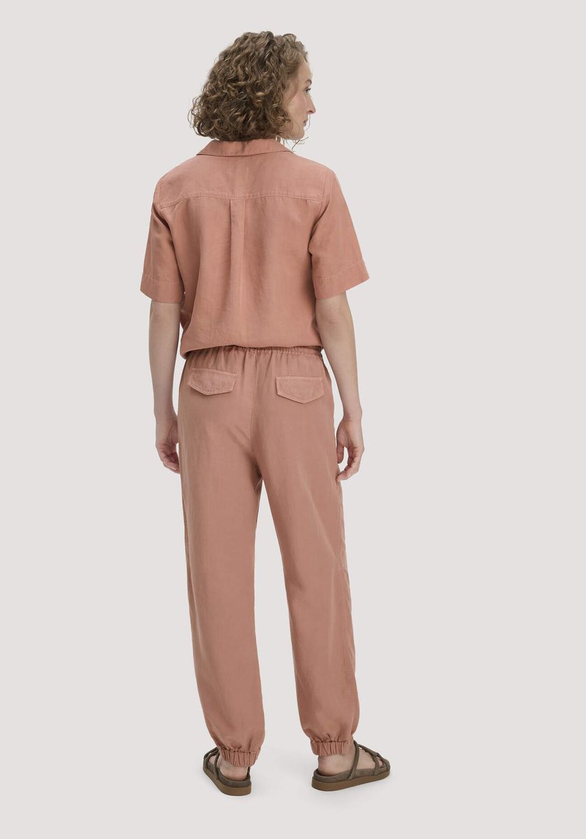 hessnatur Damen Soft Utility Hose aus TENCEL™ Lyocell mit Leinen - rosa - Größe 34