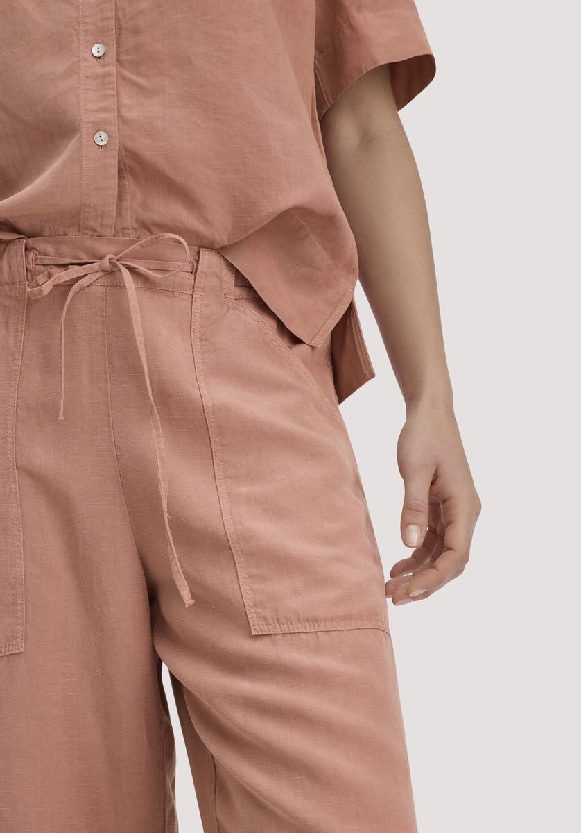 hessnatur Damen Soft Utility Hose aus TENCEL™ Lyocell mit Leinen - rosa - Größe 34