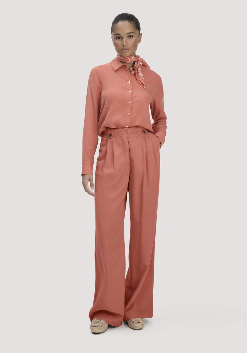 hessnatur Damen Bundfalten Hose Wide Leg aus TENCEL™ Lyocell - orange - Größe 34