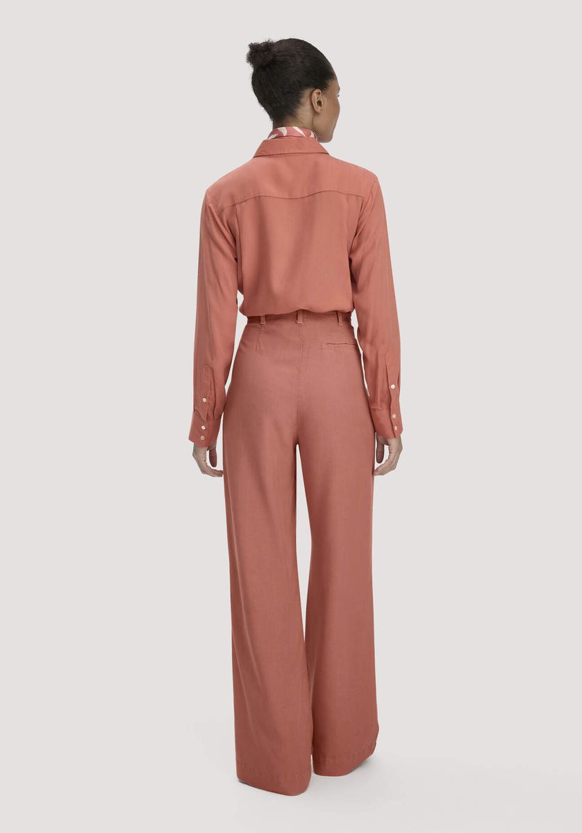 hessnatur Damen Bundfalten Hose Wide Leg aus TENCEL™ Lyocell - orange - Größe 34
