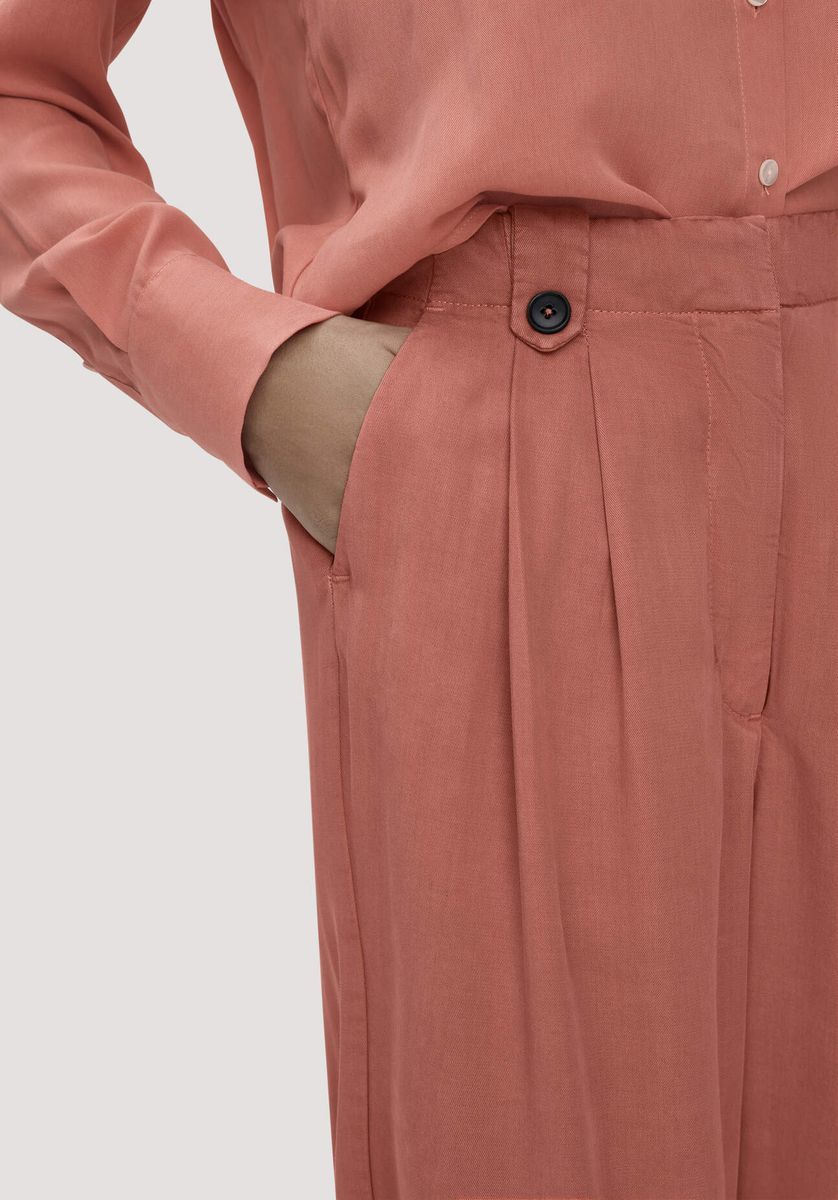 hessnatur Damen Bundfalten Hose Wide Leg aus TENCEL™ Lyocell - orange - Größe 34