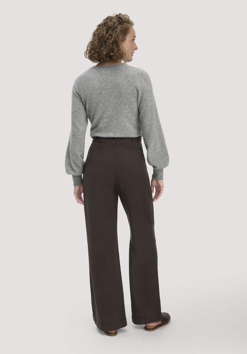 hessnatur Damen Bundfalten Hose Wide Leg aus TENCEL™ Lyocell - braun - Größe 34