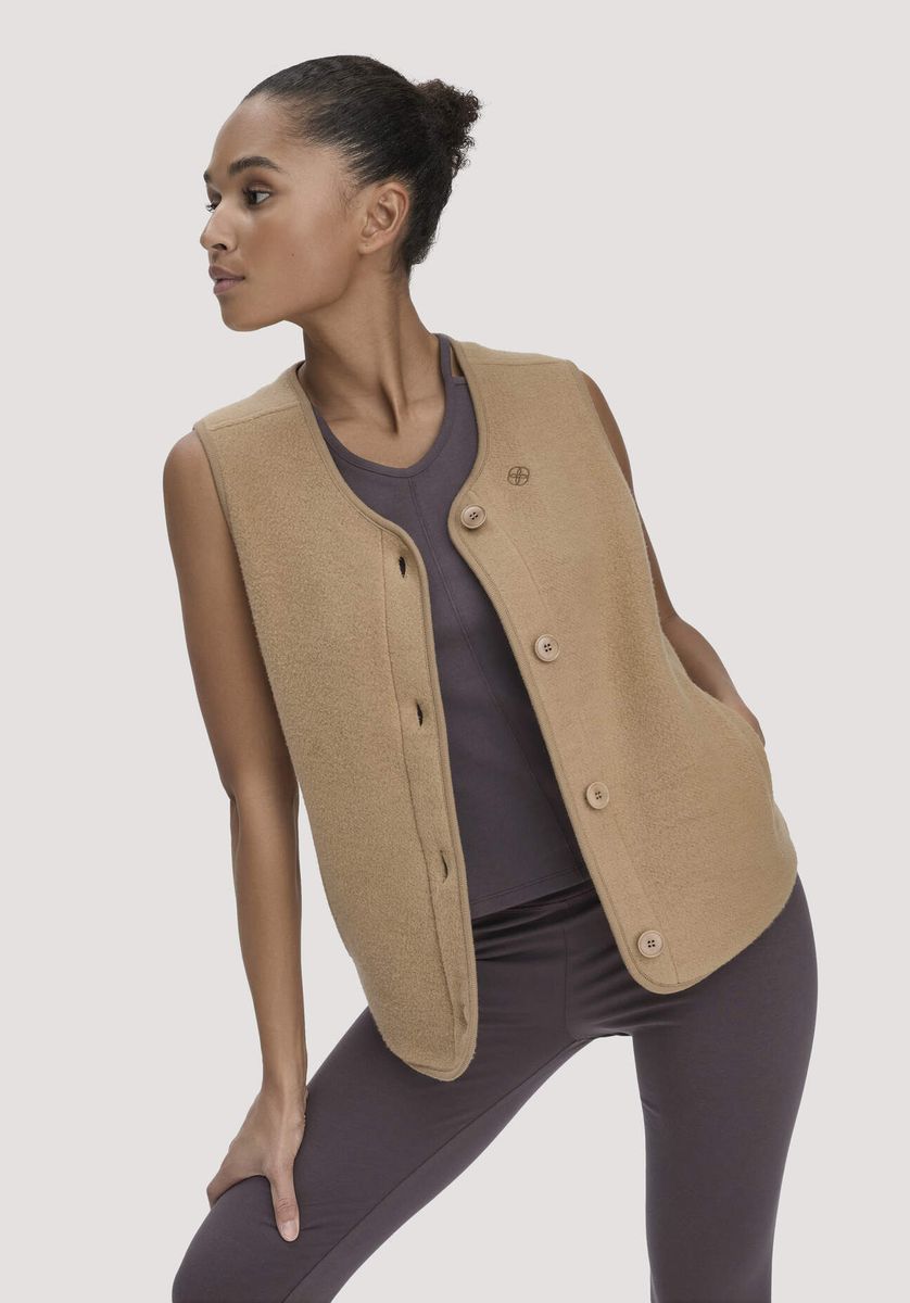 hessnatur Loungewear Fleece Weste Relaxed ACTIVE LIGHT aus Bio-Baumwolle - braun - Größe L