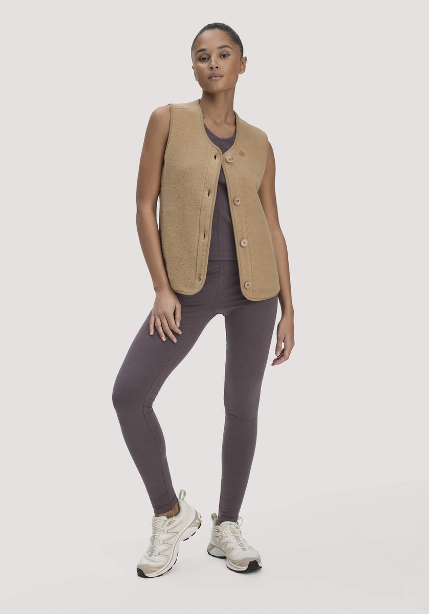 hessnatur Loungewear Fleece Weste Relaxed ACTIVE LIGHT aus Bio-Baumwolle - braun - Größe L