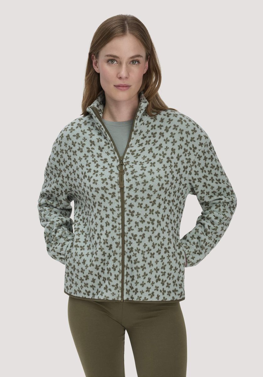 hessnatur Loungewear Fleece Jacke Relaxed ACTIVE LIGHT aus Bio-Baumwolle - grün - Größe L