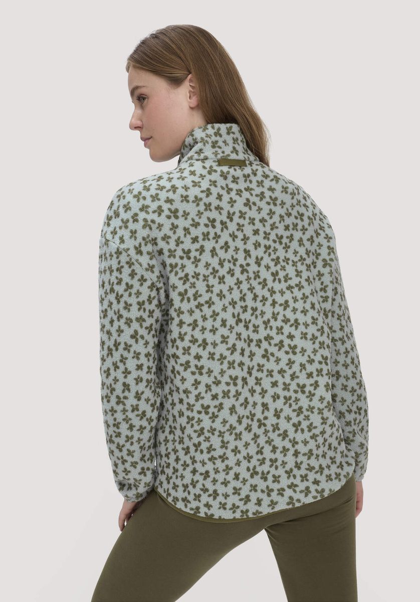 hessnatur Loungewear Fleece Jacke Relaxed ACTIVE LIGHT aus Bio-Baumwolle - grün - Größe L