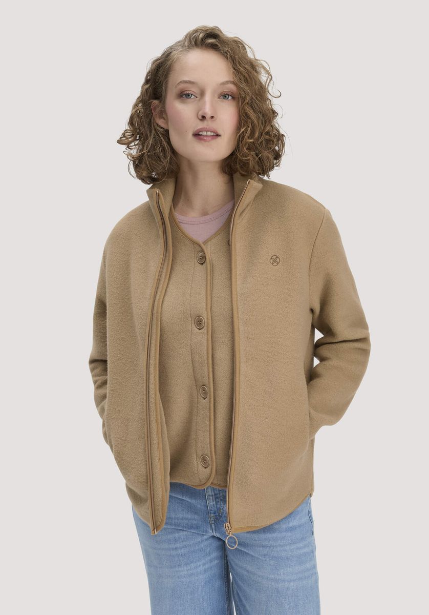 hessnatur Loungewear Fleece Jacke Relaxed ACTIVE LIGHT aus Bio-Baumwolle - braun - Größe L