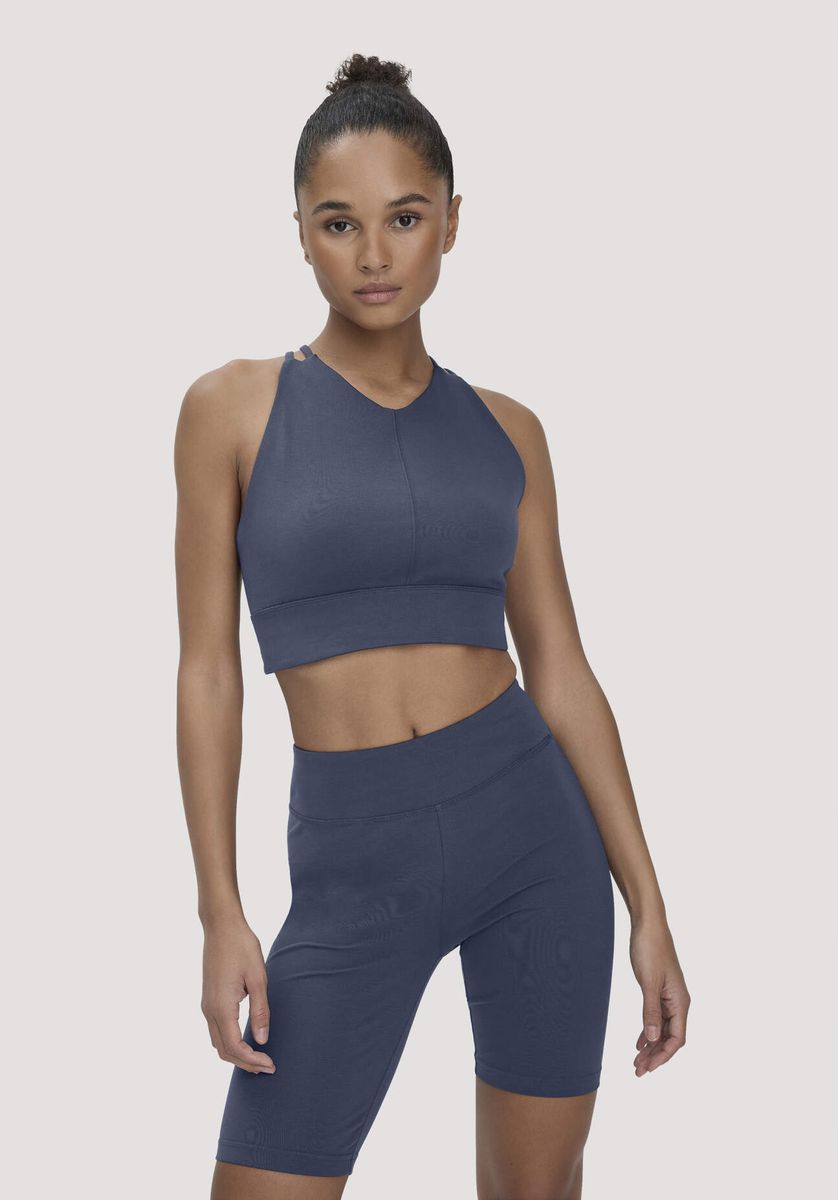hessnatur Loungewear Bustier ACTIVE COMFORT aus Bio-Baumwolle - blau - Größe 34