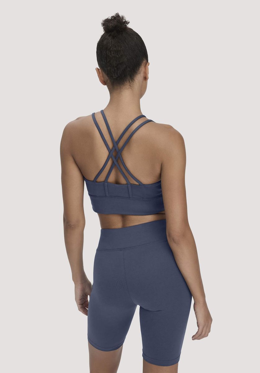 hessnatur Loungewear Bustier ACTIVE COMFORT aus Bio-Baumwolle - blau - Größe 34