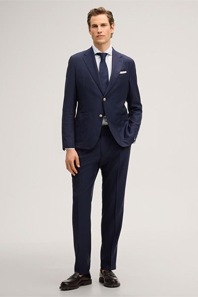 Windsor Giornos Marineblaues Woll-Sakko, Einreiher, Zwei-Knopf, fallendes Revers