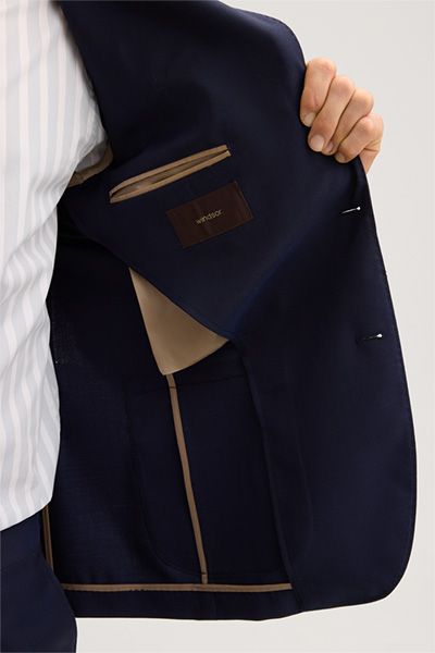 Windsor Giornos Marineblaues Woll-Sakko, Einreiher, Zwei-Knopf, fallendes Revers