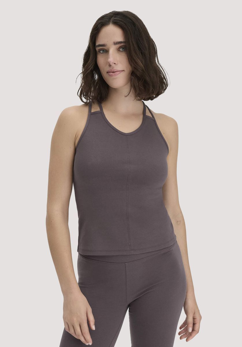 hessnatur Loungewear Top Fitted ACTIVE COMFORT aus Bio-Baumwolle - braun - Größe 34