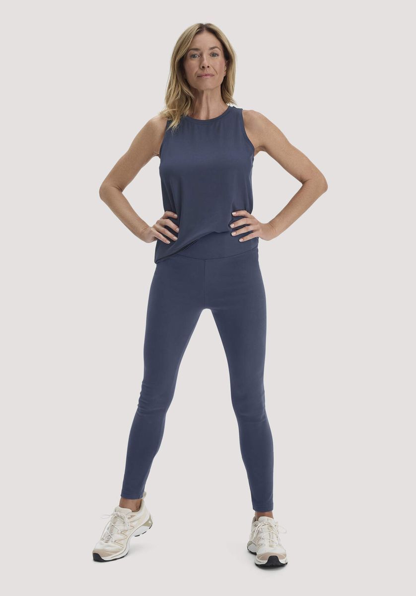 hessnatur Loungewear Leggings High Waist ACTIVE COMFORT aus Bio-Baumwolle - blau - Größe L/k