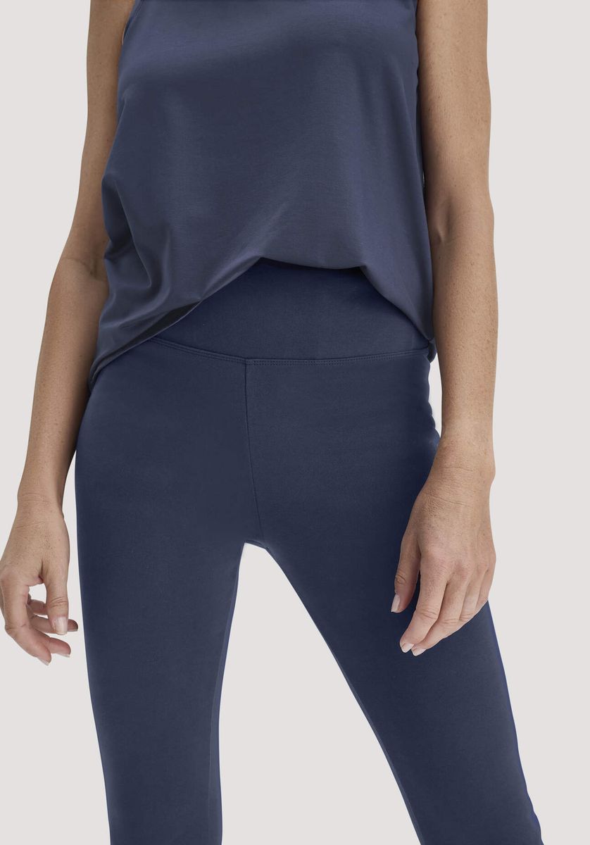 hessnatur Loungewear Leggings High Waist ACTIVE COMFORT aus Bio-Baumwolle - blau - Größe L/k