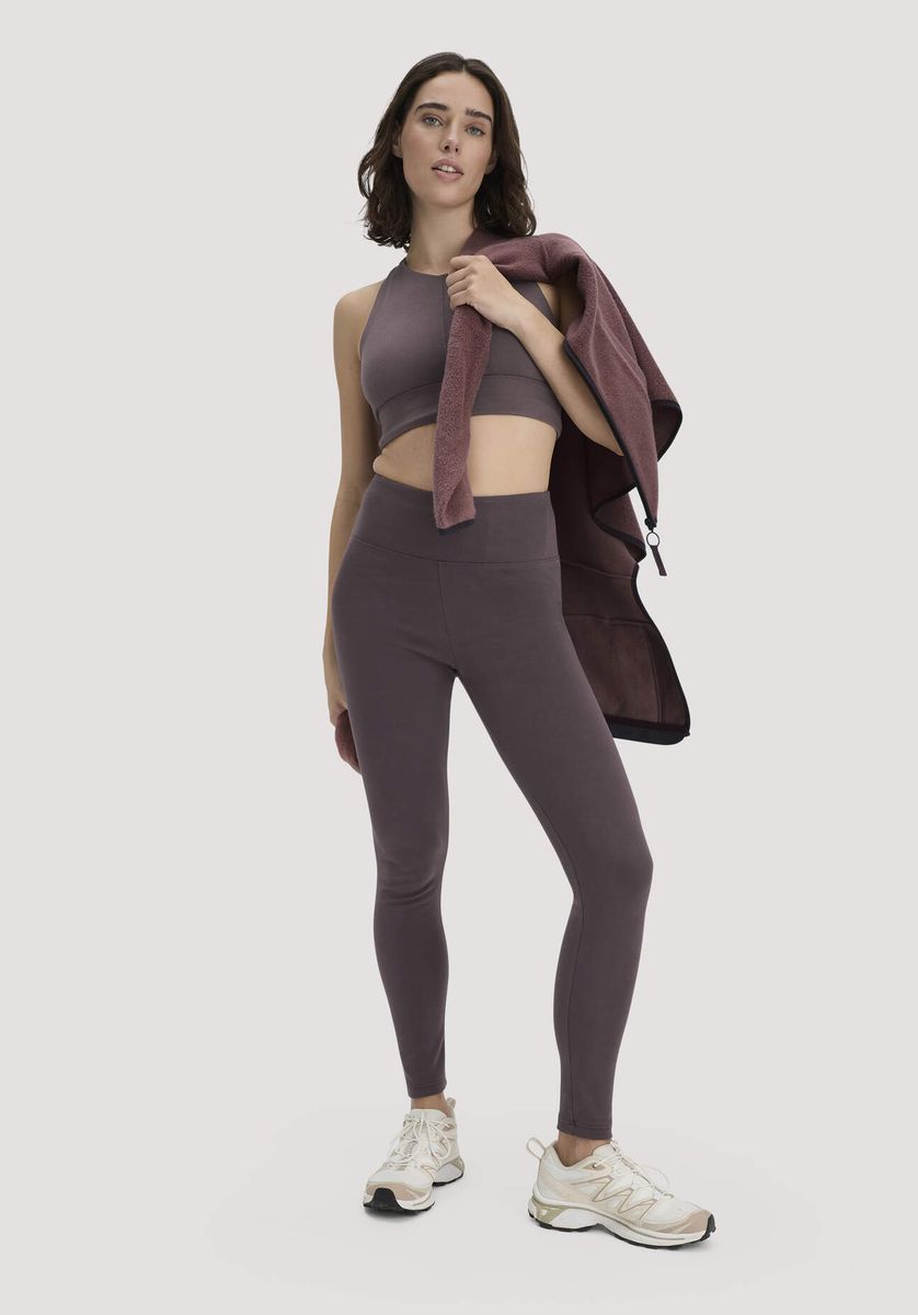 hessnatur Loungewear Leggings High Waist ACTIVE COMFORT aus Bio-Baumwolle - braun - Größe L/k