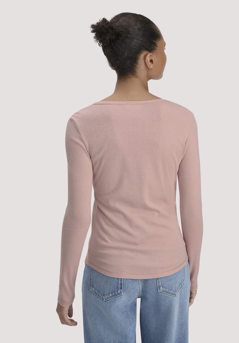 hessnatur Damen Softrib Longsleeve Henley Fitted aus Bio-Baumwolle und Tencel™ Modal - rosa - Größe 34