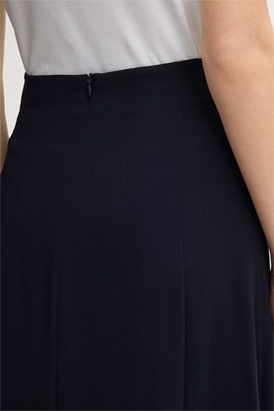 Marineblauer Midirock A-Linie aus Crêpe mit Komfortfutter