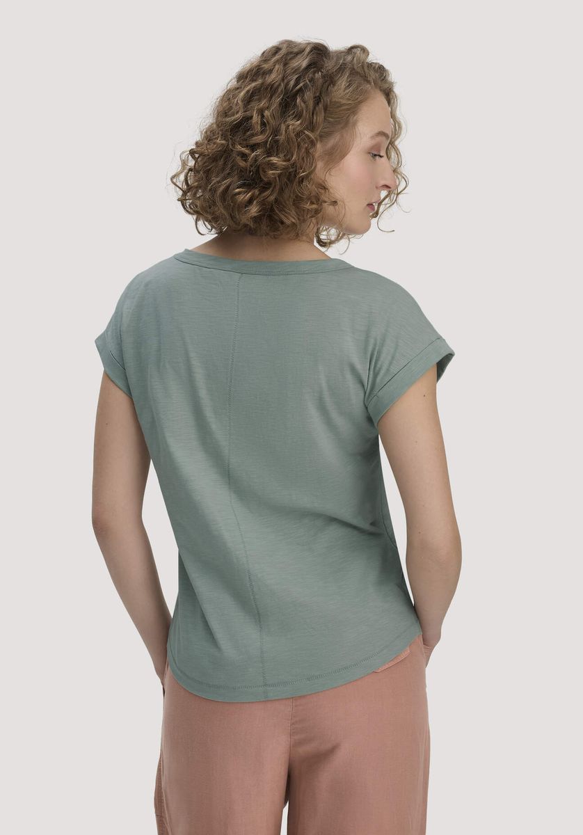 hessnatur Damen Light Slub T-Shirt Relaxed aus Bio-Baumwolle - grün - Größe 34