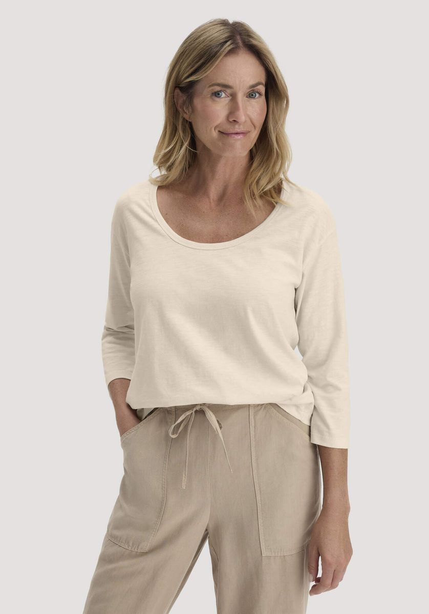 hessnatur Damen Light Slub Longsleeve Relaxed aus Bio-Baumwolle - natur - Größe 34