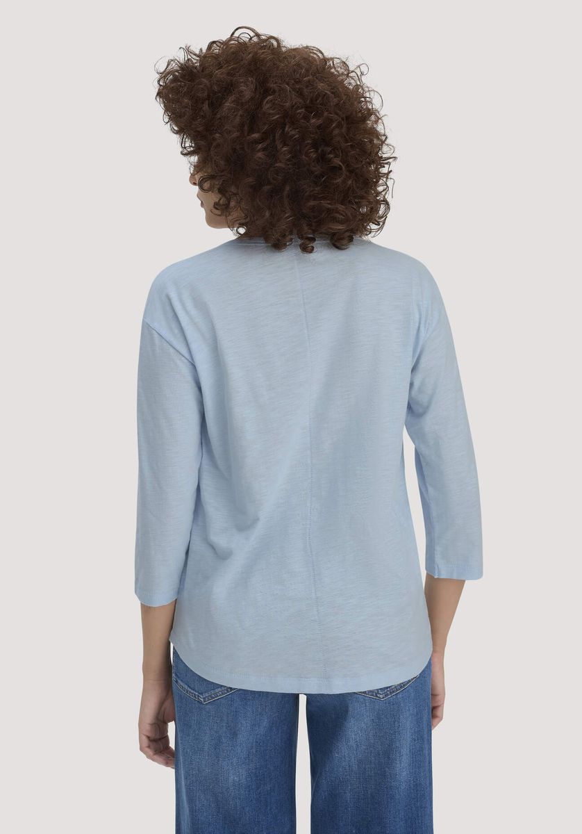 hessnatur Damen Light Slub Longsleeve Relaxed aus Bio-Baumwolle - blau - Größe 34