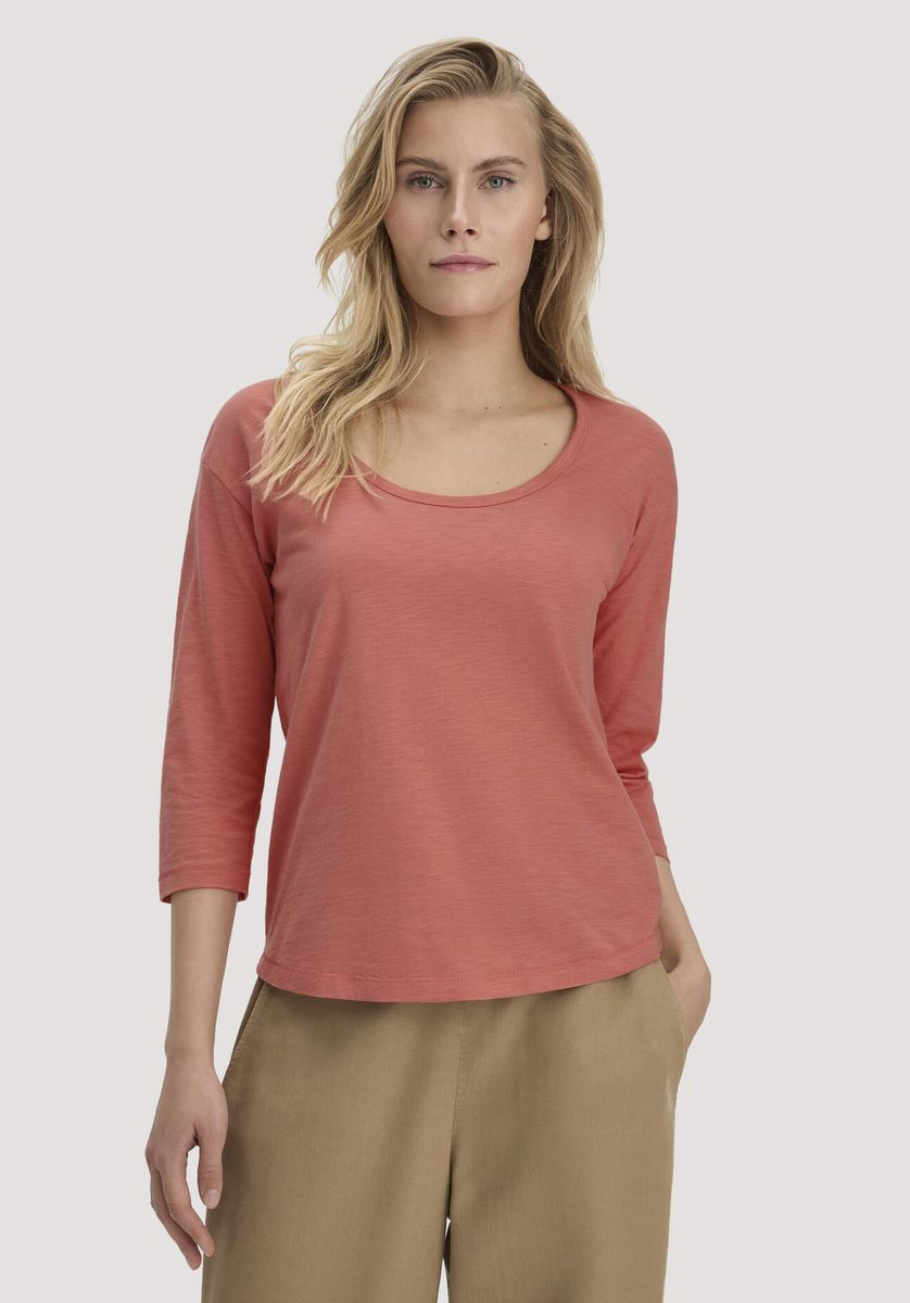 hessnatur Damen Light Slub Longsleeve Relaxed aus Bio-Baumwolle - orange - Größe 34