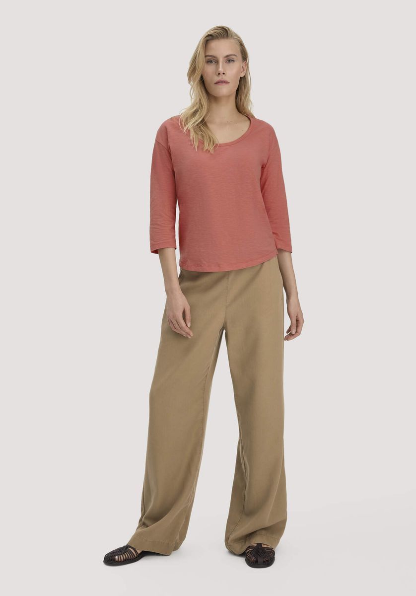 hessnatur Damen Light Slub Longsleeve Relaxed aus Bio-Baumwolle - orange - Größe 34