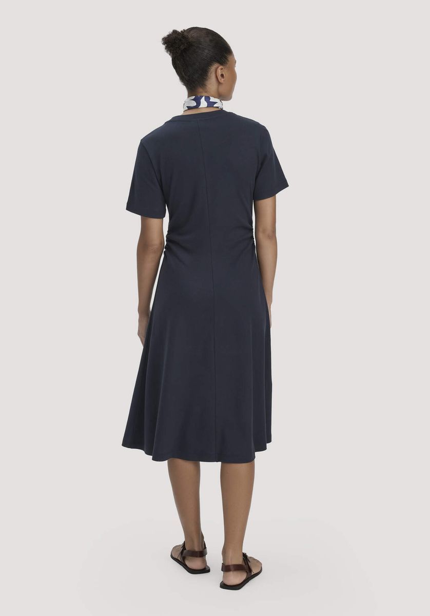 hessnatur Damen Jersey Kleid Kniebedeckend Slim aus Bio-Baumwolle - blau - Größe 34