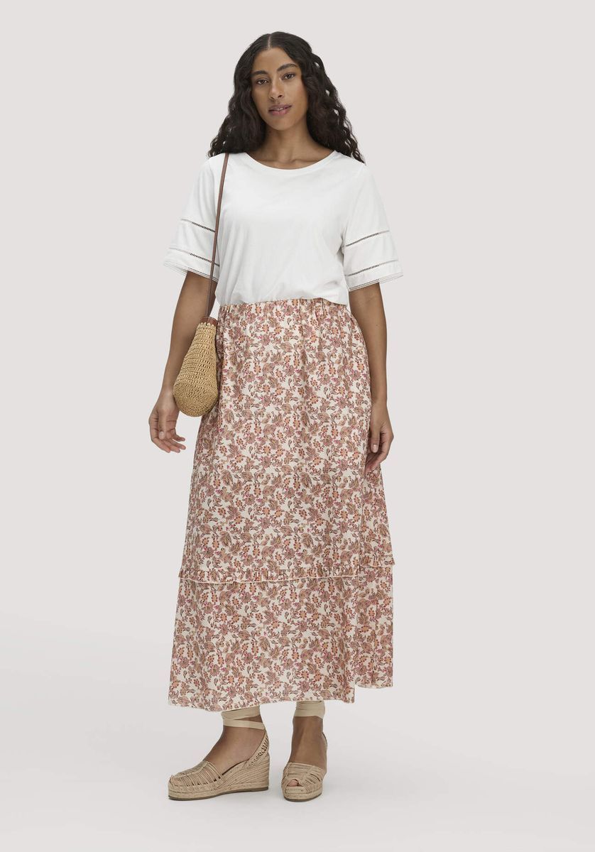 hessnatur Damen Bohemian Lace-T-Shirt Oversize aus Bio-Baumwolle - weiß - Größe L