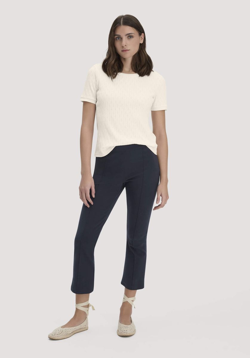 hessnatur Damen Pointelle T-Shirt Regular aus Bio-Baumwolle - beige - Größe 34