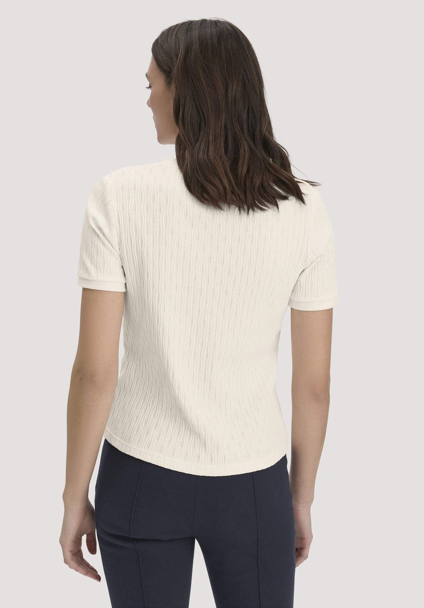 hessnatur Damen Pointelle T-Shirt Regular aus Bio-Baumwolle - beige - Größe 34
