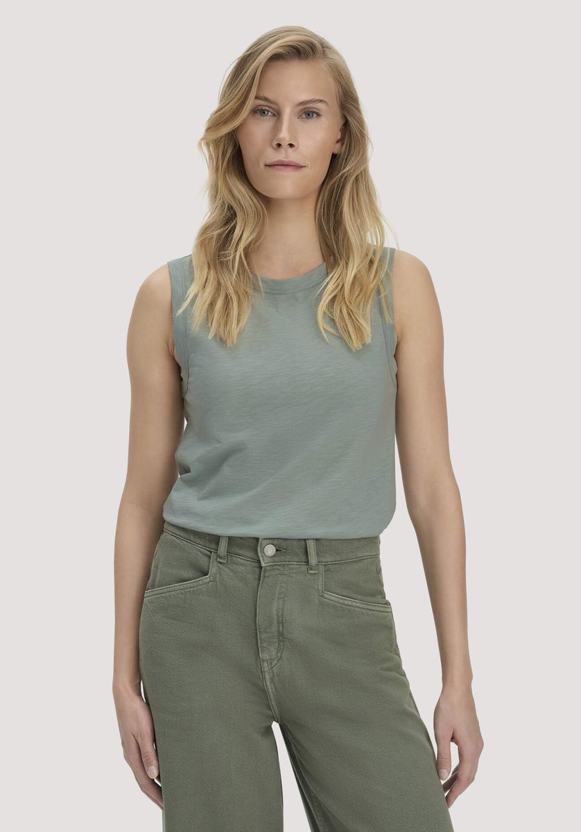 hessnatur Damen Light Slub Jersey Top Regular aus Bio-Baumwolle - grün - Größe 34