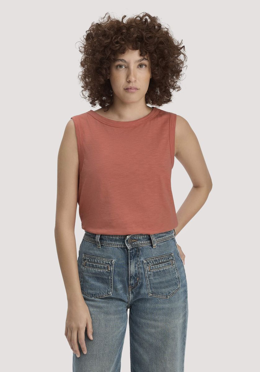 hessnatur Damen Light Slub Jersey Top Regular aus Bio-Baumwolle - orange - Größe 34