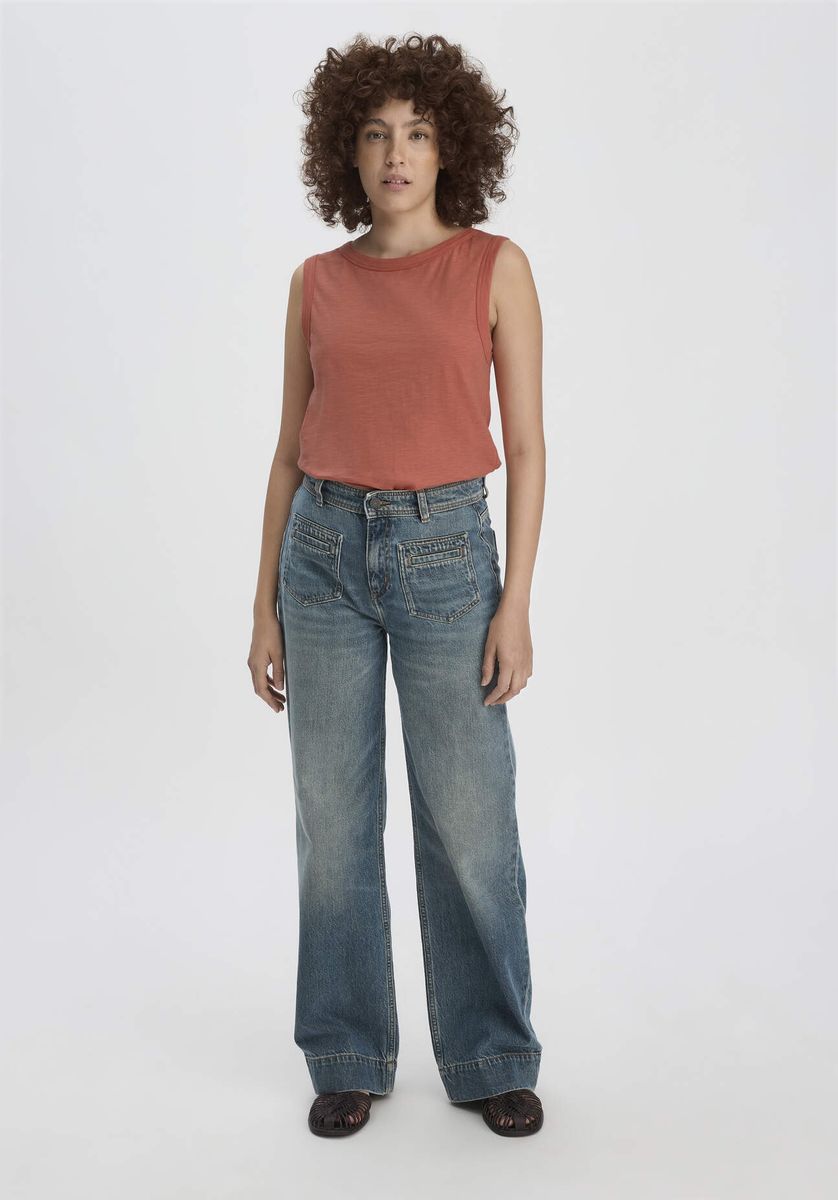 hessnatur Damen Light Slub Jersey Top Regular aus Bio-Baumwolle - orange - Größe 34