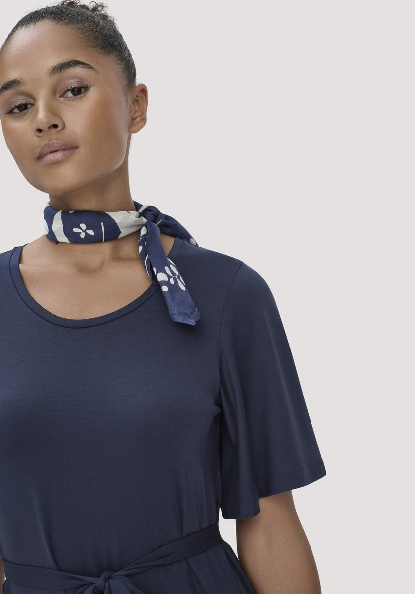 hessnatur Damen Jersey Kleid Kniebedeckend Slim aus TENCEL™ Lyocell - blau - Größe 34