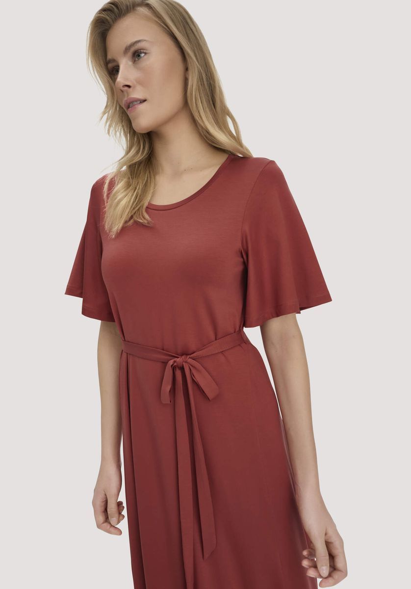 hessnatur Damen Jersey Kleid Kniebedeckend Slim aus TENCEL™ Lyocell - braun - Größe 34