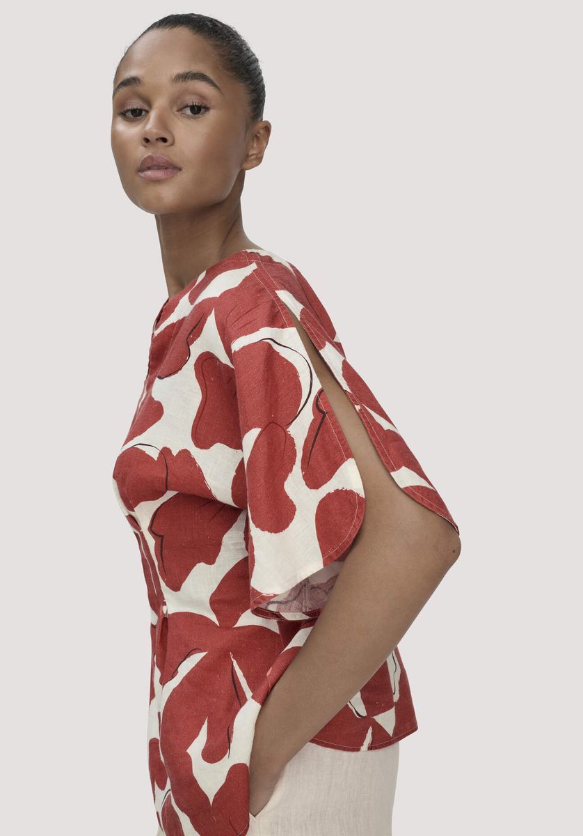 Leinenbluse mit Blumenmuster