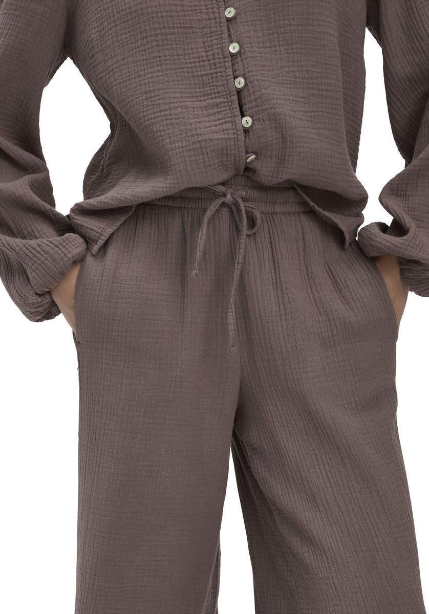 hessnatur Damen Musselin Hose Wide Leg aus Bio-Baumwolle - braun - Größe 34