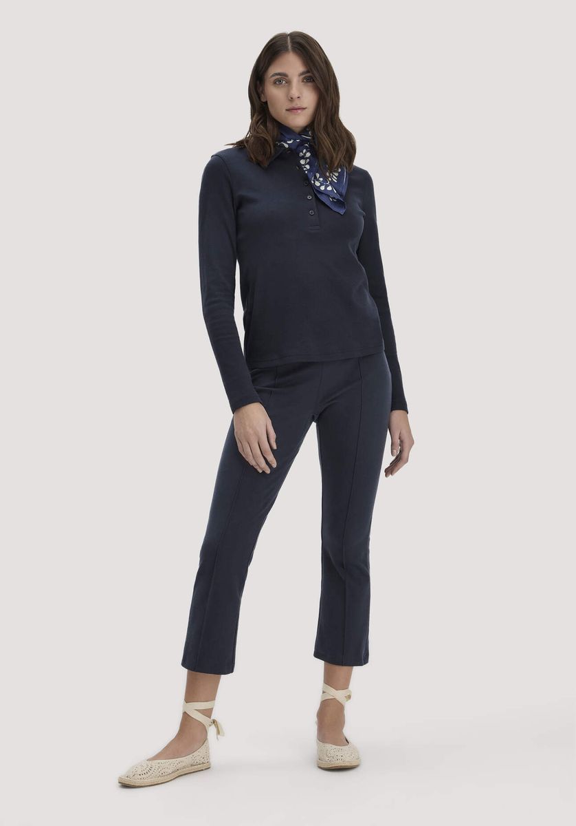 hessnatur Damen Jersey Hose Culotte Slim Leg aus Bio-Baumwolle - blau - Größe 34