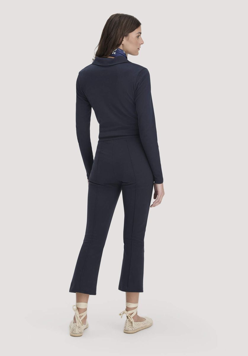 hessnatur Damen Jersey Hose Culotte Slim Leg aus Bio-Baumwolle - blau - Größe 34