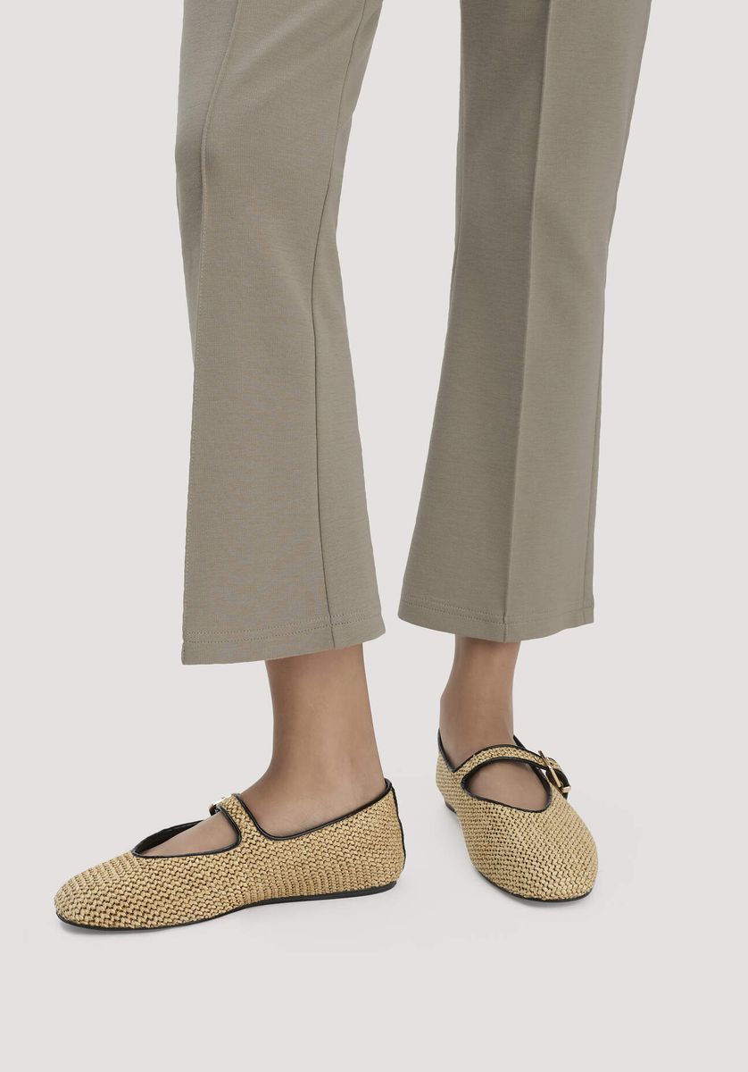 hessnatur Damen Jersey Hose Culotte Slim Leg aus Bio-Baumwolle - beige - Größe 34