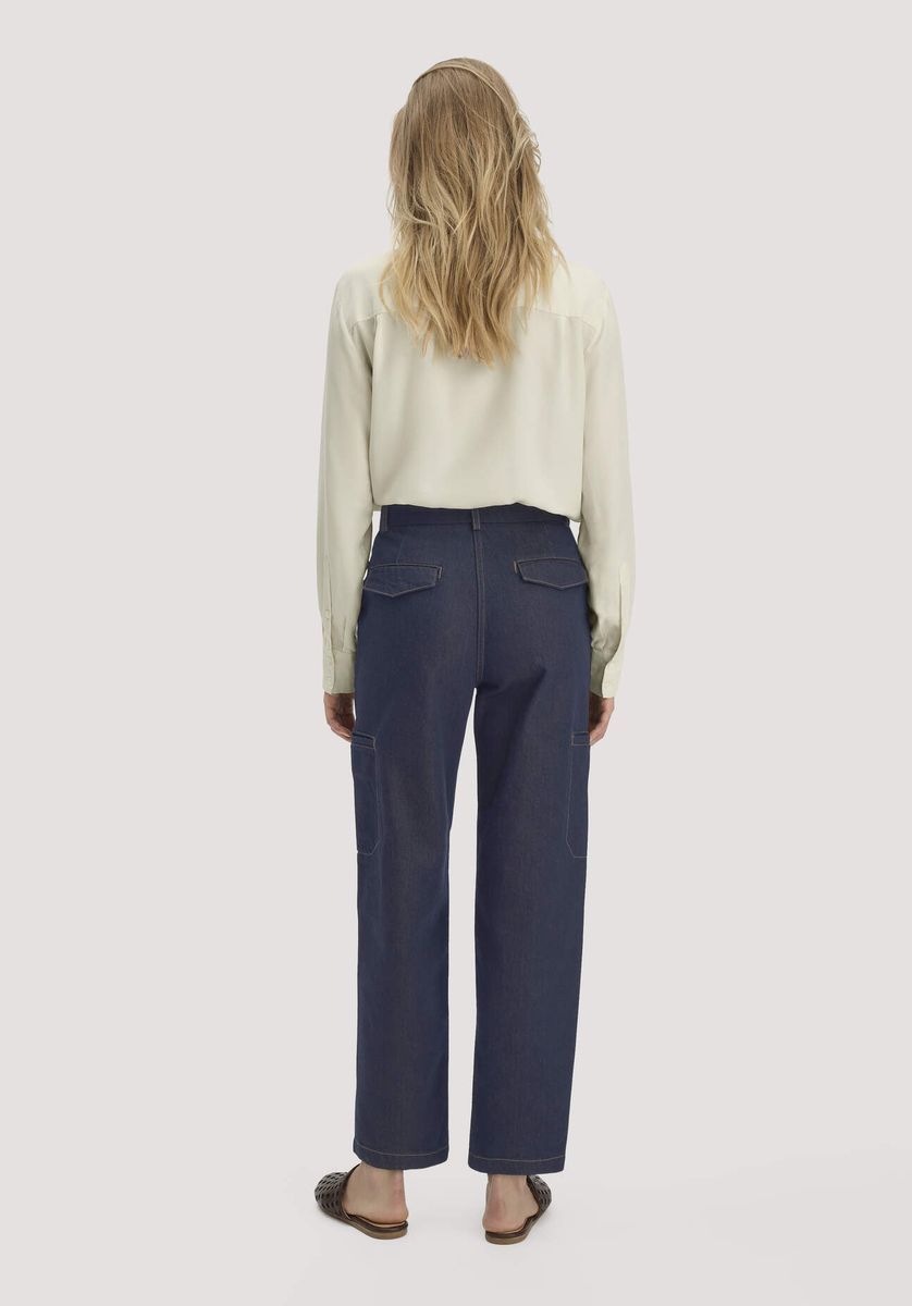 hessnatur Damen Jeans Cargo Barrel Leg aus Bio-Denim - blau - Größe 34