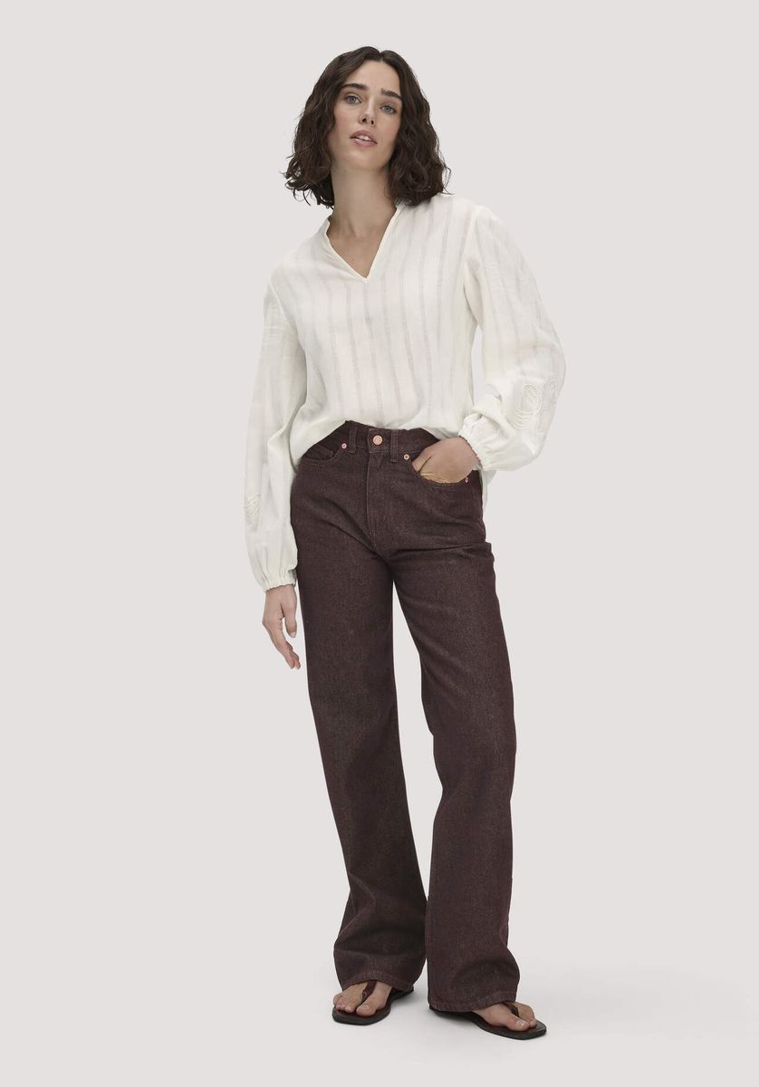 hessnatur Damen Jeans GIERA Straight Relaxed aus Bio-Denim - braun - Größe 26/32