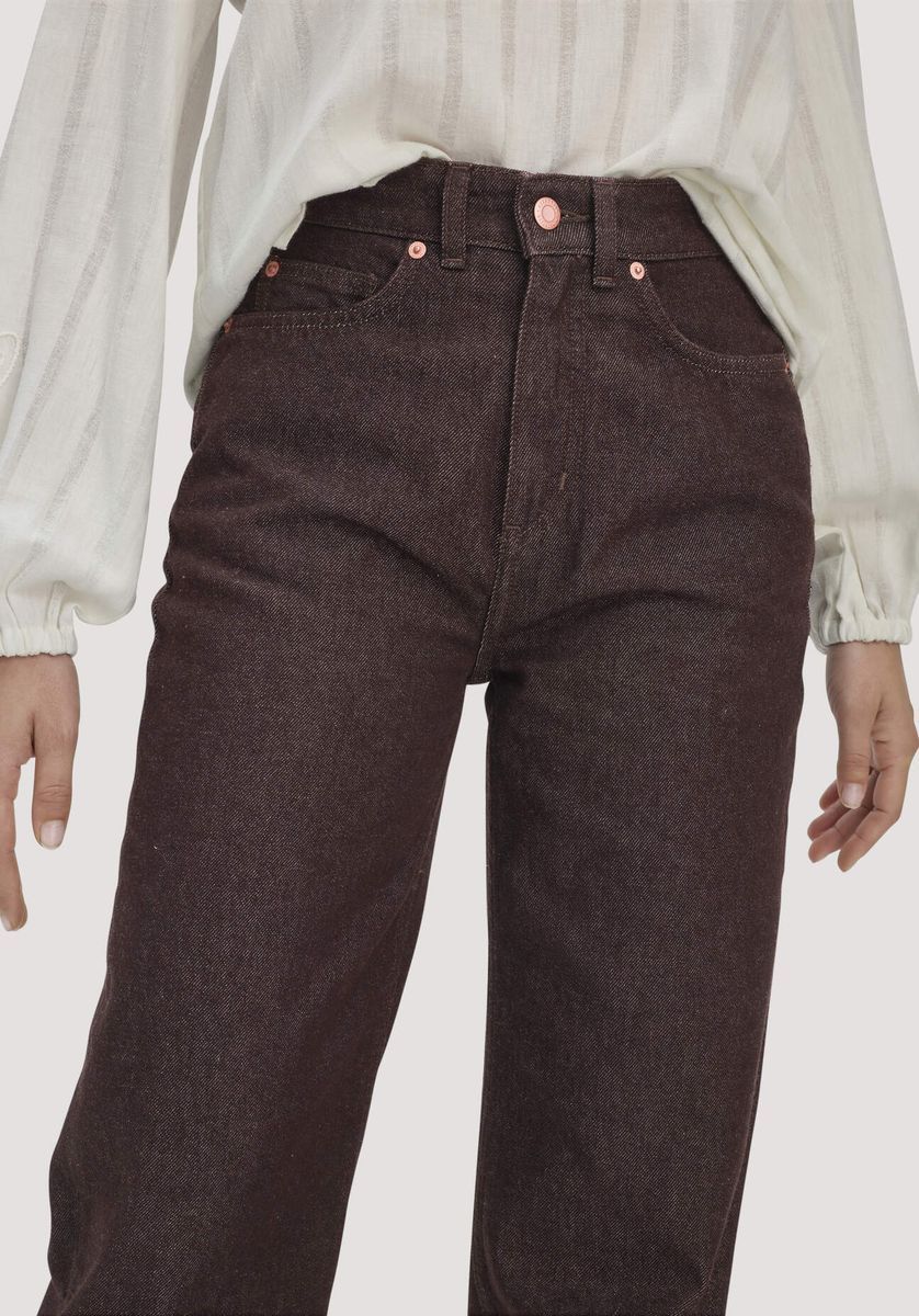 hessnatur Damen Jeans GIERA Straight Relaxed aus Bio-Denim - braun - Größe 26/32